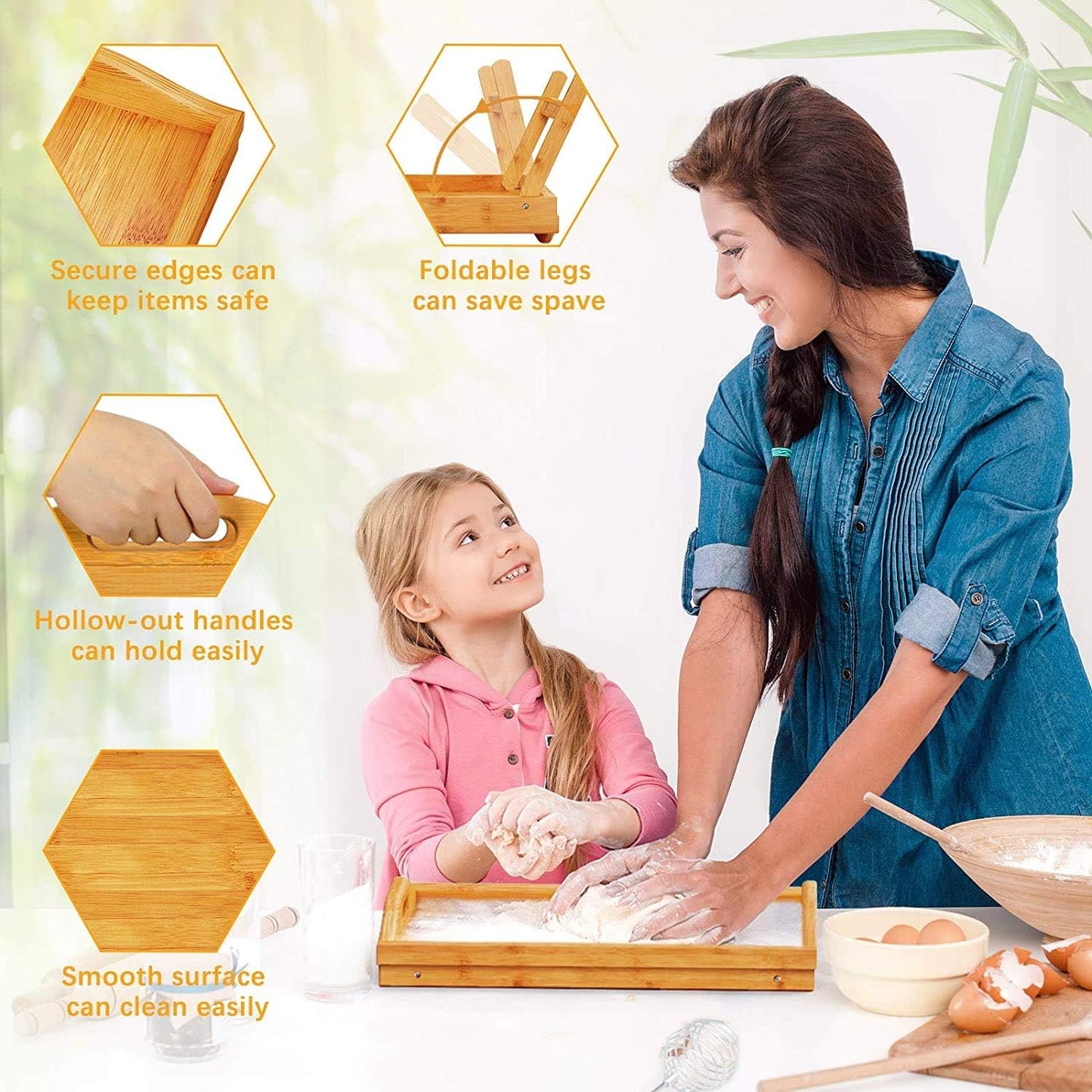 Bandeja de Cama Plegable de Bambú