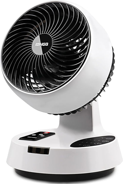 Ventilador de mesa silencioso Turbo com circulação de ar 3D - Temporizador, controle remoto e oscilação