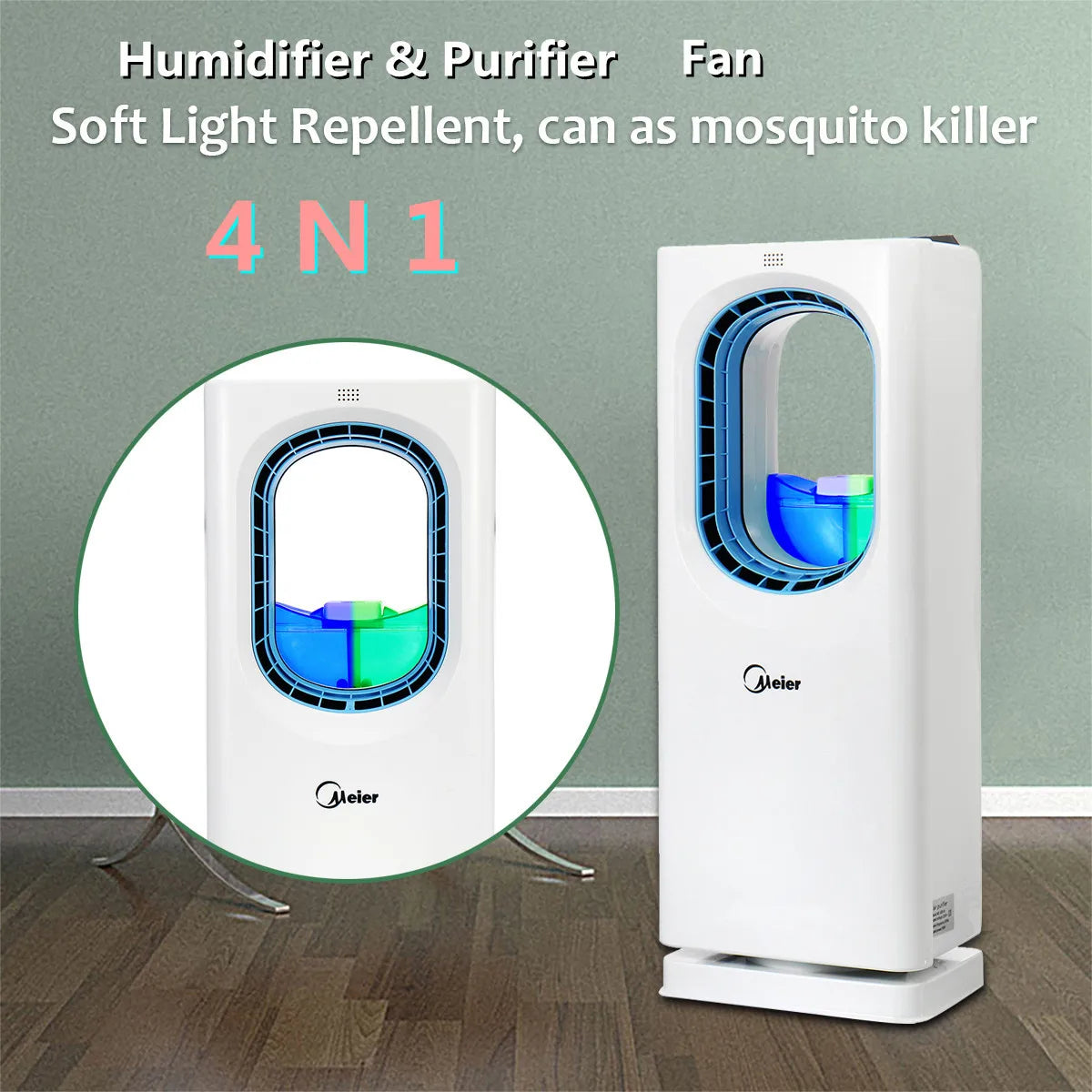 Ventilador de Ar Condicionado e Purificador Multifuncional para Casa - Umidificação e Controle de Mosquitos