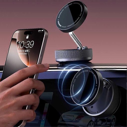 Soporte Magnético para Teléfono con Ventosa al Vacío – Diseño Compacto y Estable para Coche
