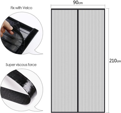 Magic Mesh Magnetic Anti-Mosquito Curtain - Mosquito Net 210x100 cm Black