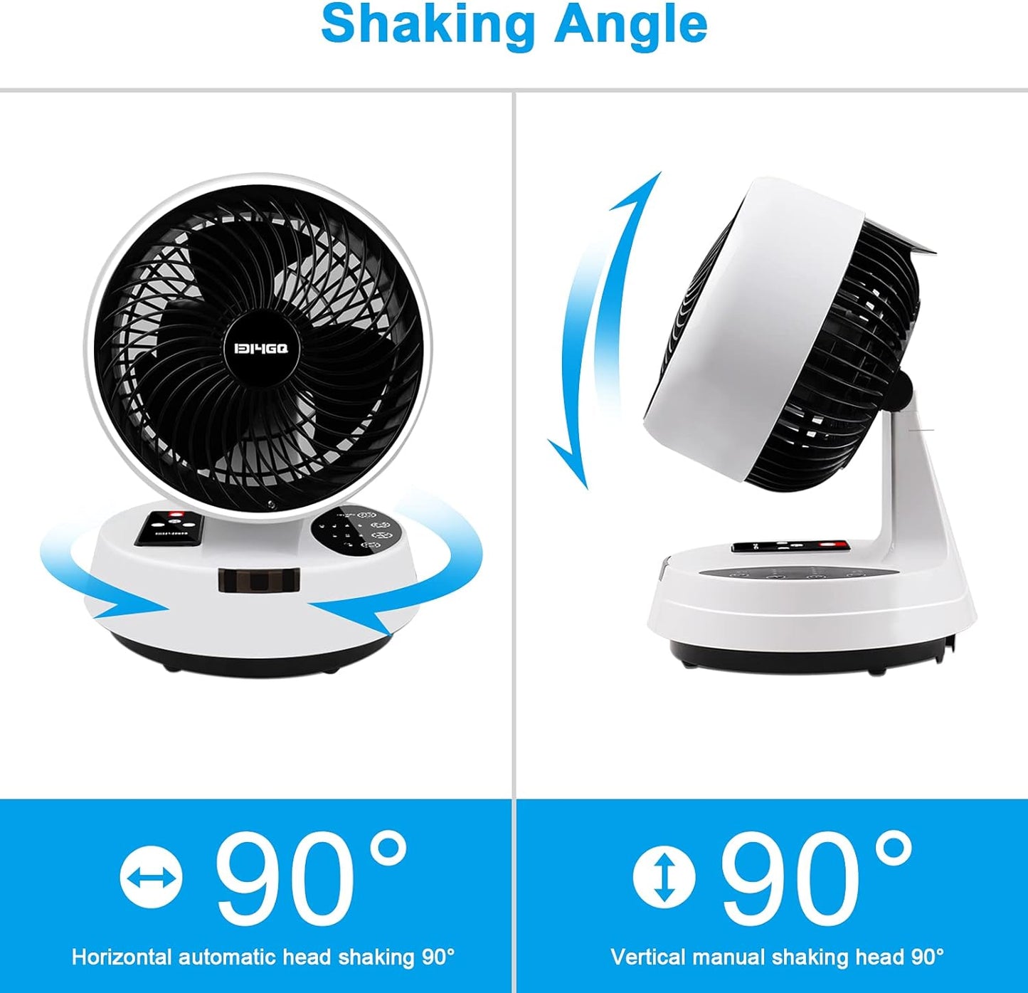 Turbo Silent Table Fan with 3D Air Circulation - Timer, Remote Control and Oscillation