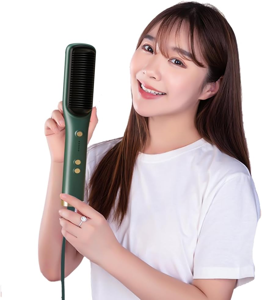 Portable Straightening Brush - Travel Straightening Comb for All Hair Types