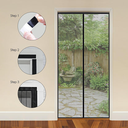 Magic Mesh Magnetic Anti-Mosquito Curtain - Mosquito Net 210x100 cm Black