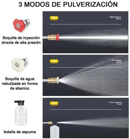 Pistola de Lavado de Alta Presión Inalámbrica - Hidrolavadora Portátil para Coches, Pisos y Jardines