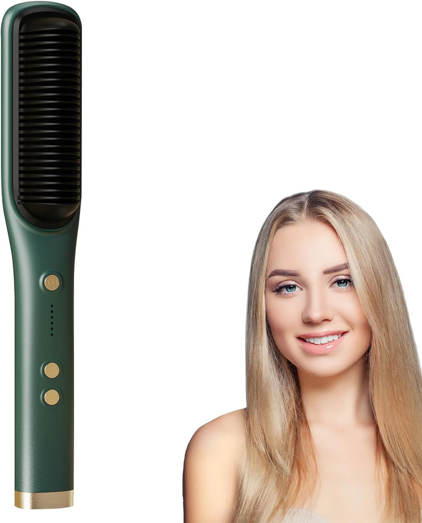 Portable Straightening Brush - Travel Straightening Comb for All Hair Types