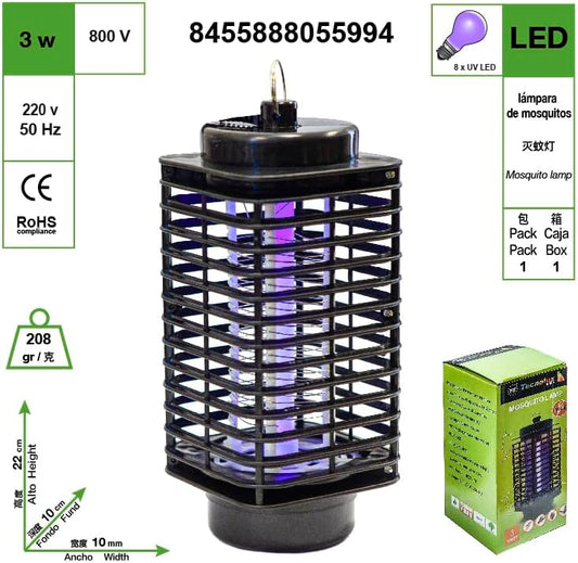 Lâmpada repelente de mosquitos AMBE - Mata-mosquitos elétrico recarregável com luz UV portátil para ambientes internos e externos 1U.