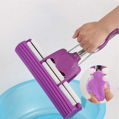 PVA Double Roller Mop - Telescopic Mop with Super Absorbent Sponge Head and Separate Buckets