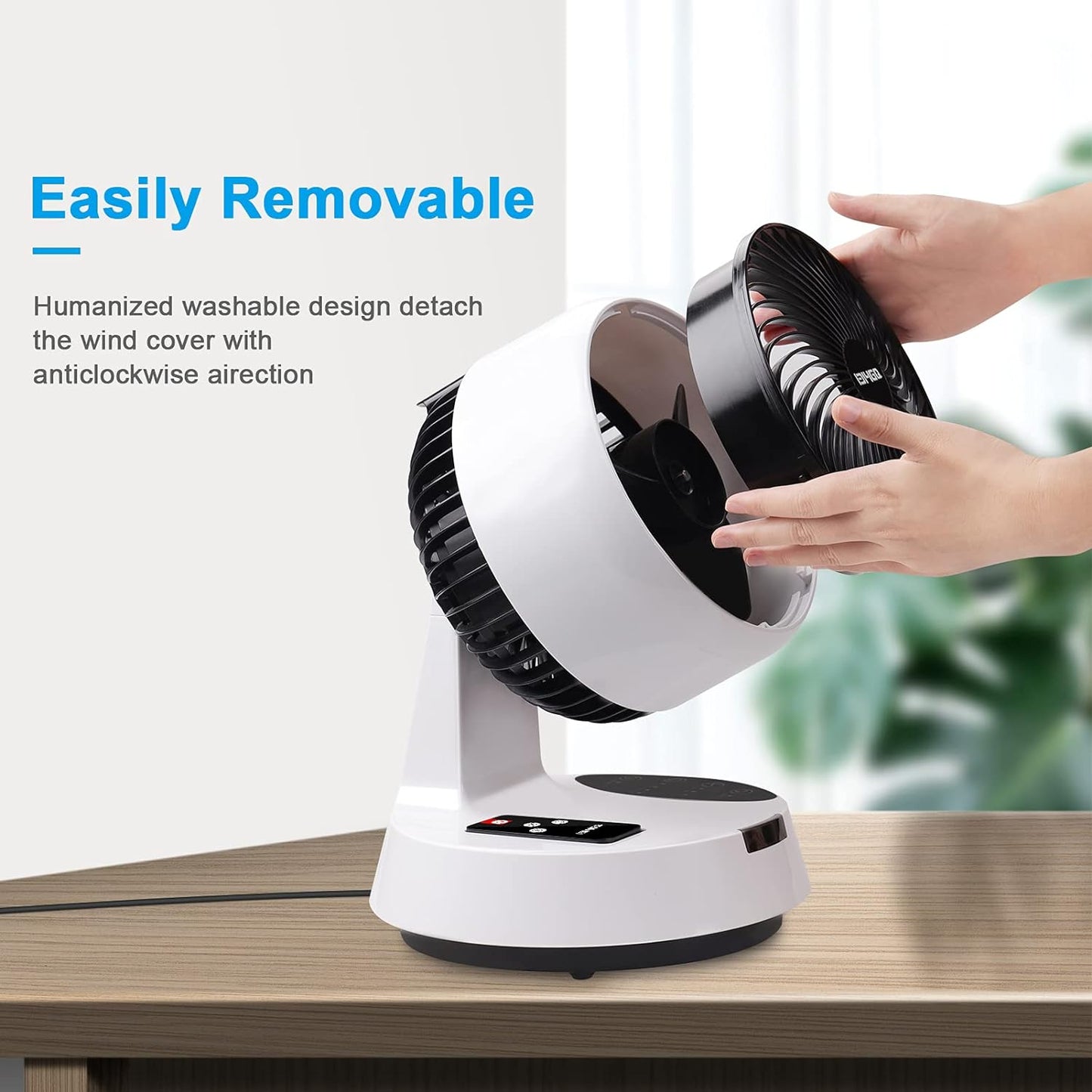 Turbo Silent Table Fan with 3D Air Circulation - Timer, Remote Control and Oscillation