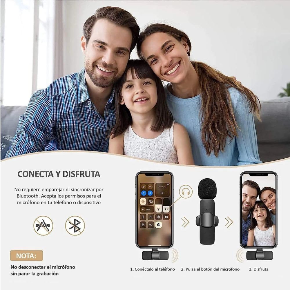 Microfone sem fio K9 para celulares - Compatível com iPhone e Android - Qualidade profissional para vídeos, podcasts e muito mais