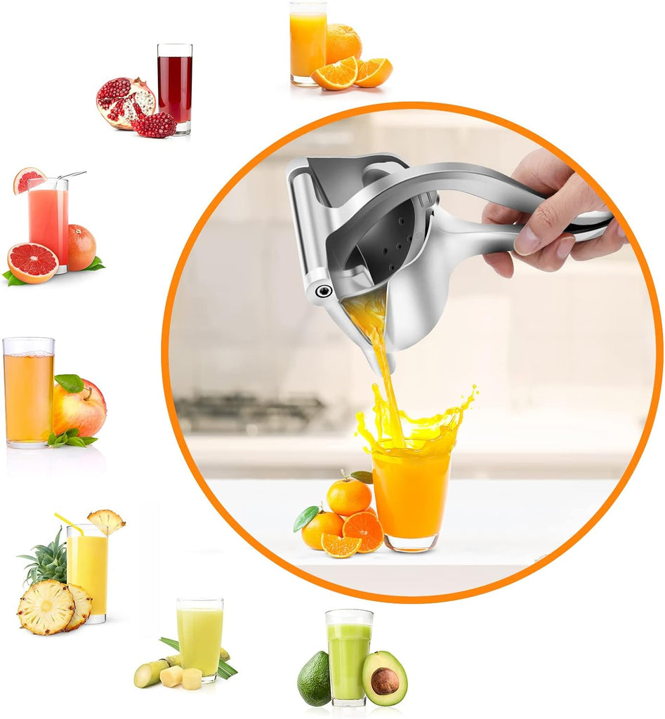 Stainless Steel Manual Fruit Juicer - Lemon and Orange Juicer with Removable Filter