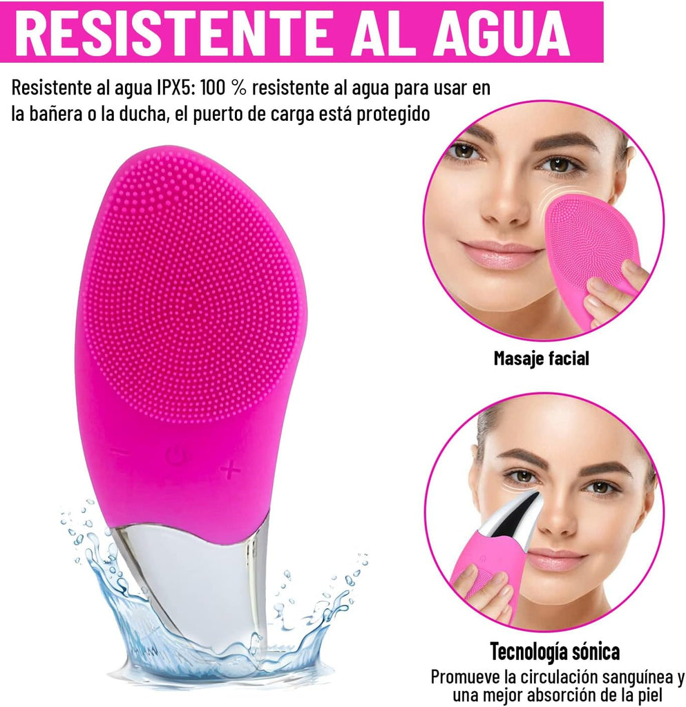 Escova de limpeza facial elétrica - Massageador esfoliante de silicone recarregável para beleza e cuidados com a pele