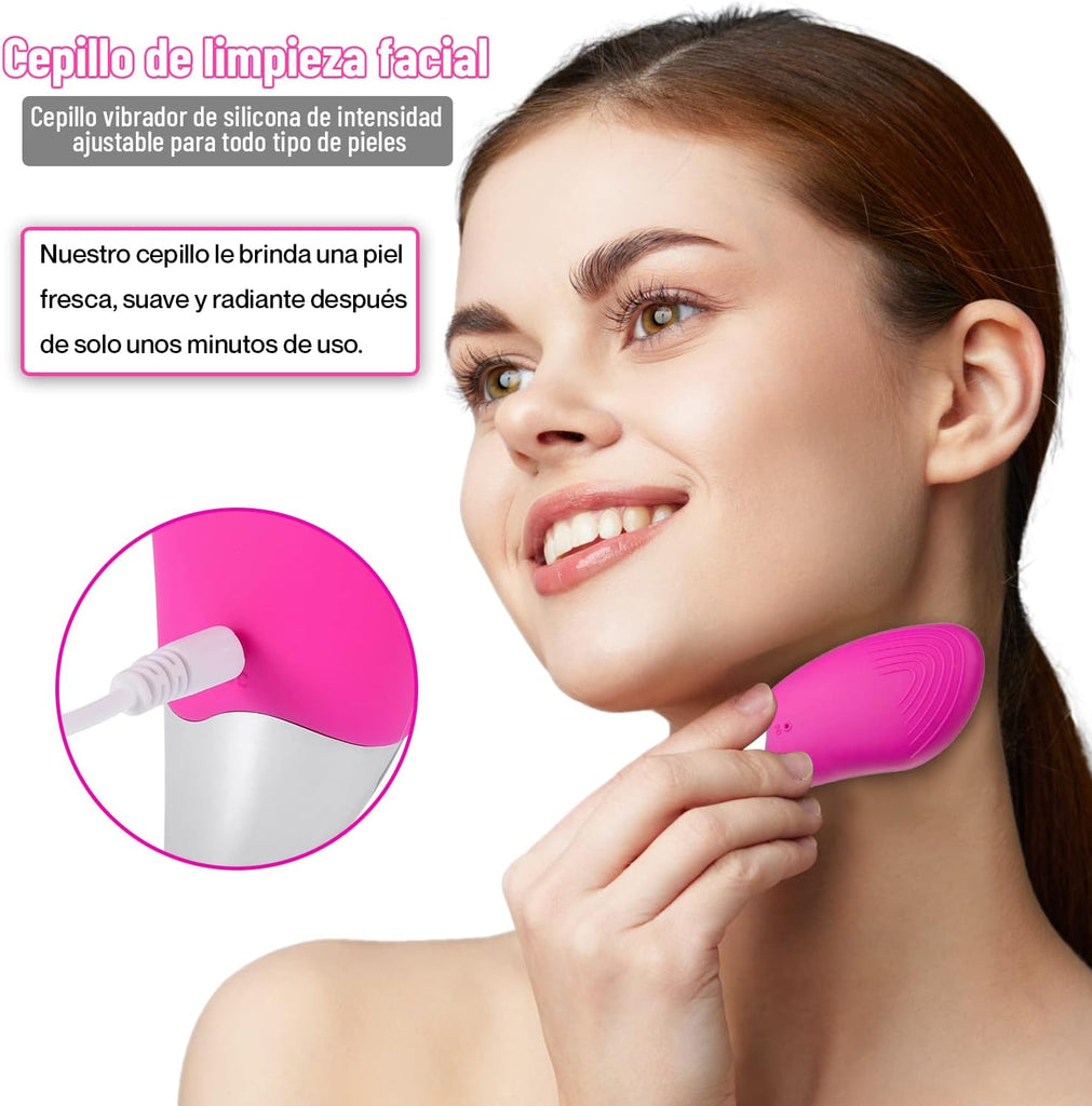 Escova de limpeza facial elétrica - Massageador esfoliante de silicone recarregável para beleza e cuidados com a pele