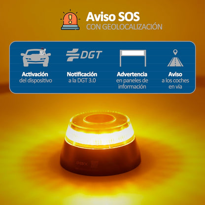EBOX Luz Emergencia V16 Homologada DGT con Geolocalización – Baliza Conectada DGT 3.0