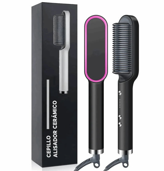 Hair Straightening Brush with Temperature Control - Ion Technology for Natural Straightening