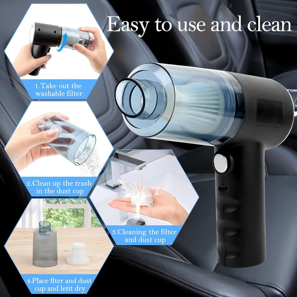 Cordless Handheld Vacuum Cleaner - Mini Vacuum Cleaner for Cars, Car, Office and Home with USB Charging