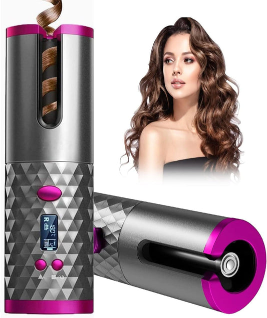 Cordless Automatic Hair Curler - Portable USB Ceramic Curling Iron for Long-lasting Curls