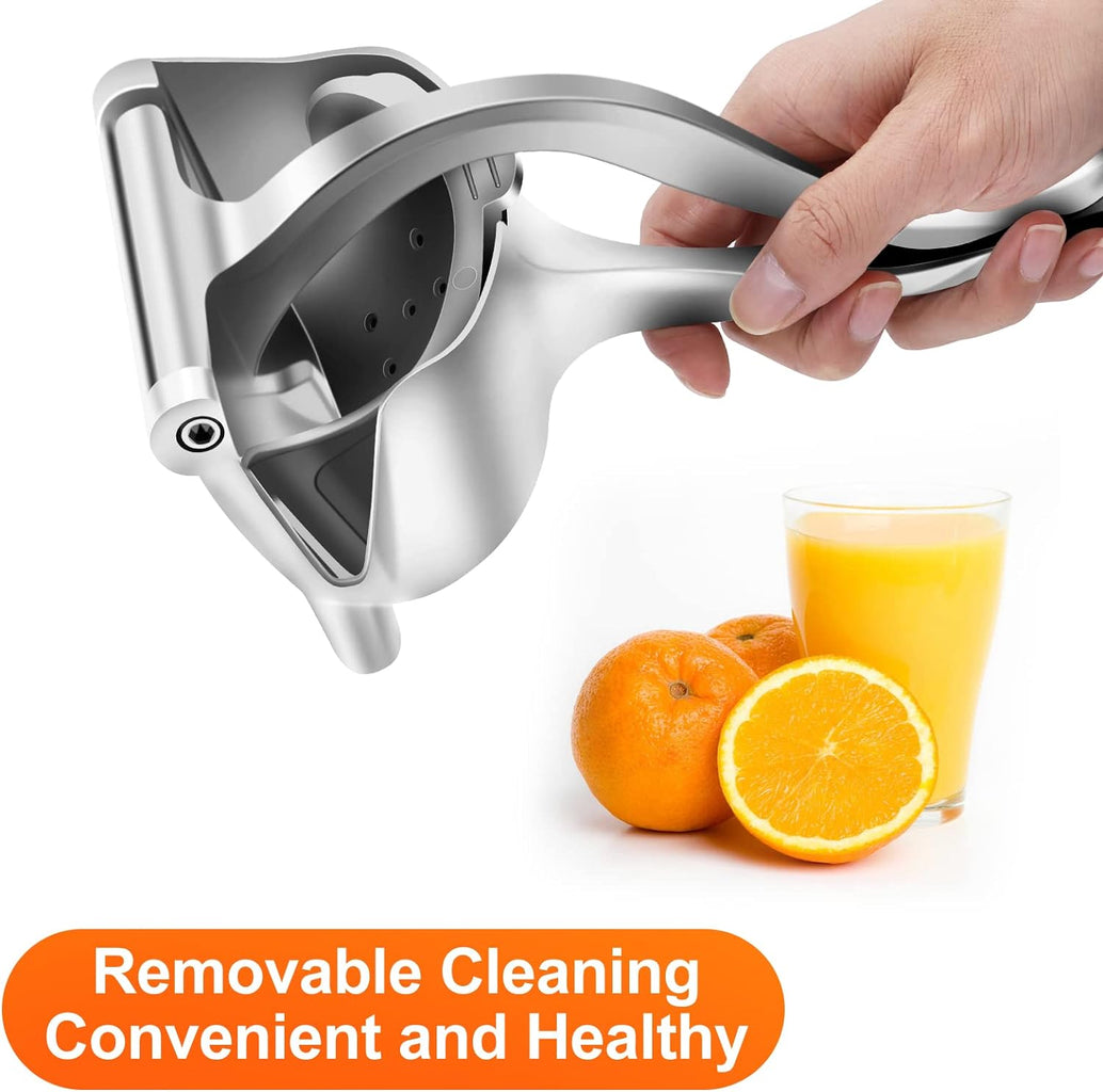 Stainless Steel Manual Fruit Juicer - Lemon and Orange Juicer with Removable Filter