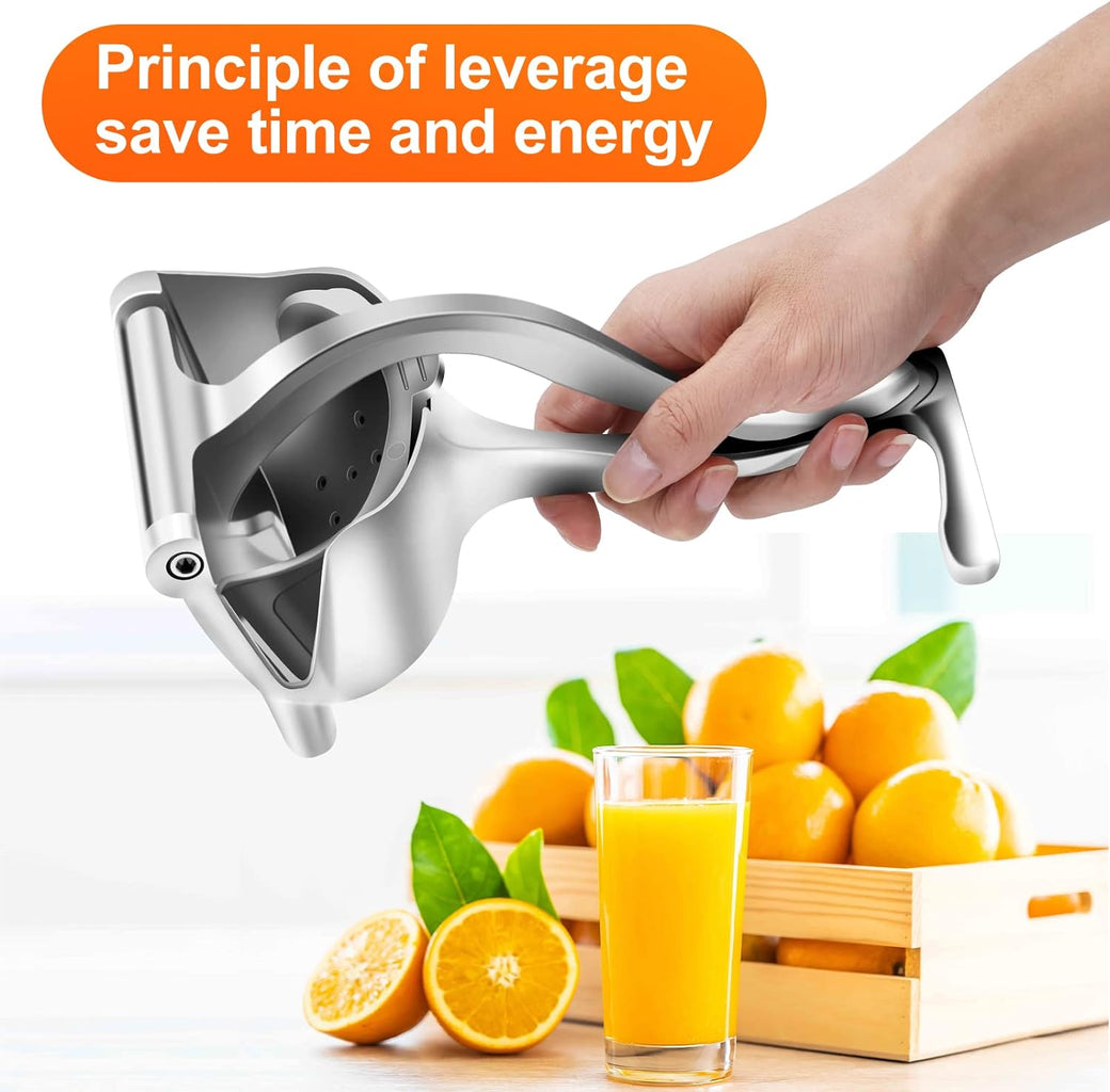 Stainless Steel Manual Fruit Juicer - Lemon and Orange Juicer with Removable Filter