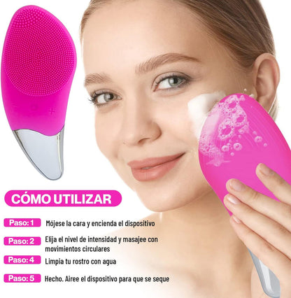 Escova de limpeza facial elétrica - Massageador esfoliante de silicone recarregável para beleza e cuidados com a pele