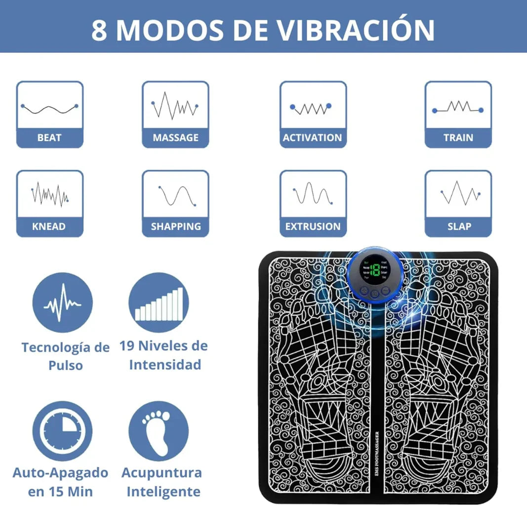 Massageador elétrico para pés EMS - Alívio total com estimulação elétrica muscular