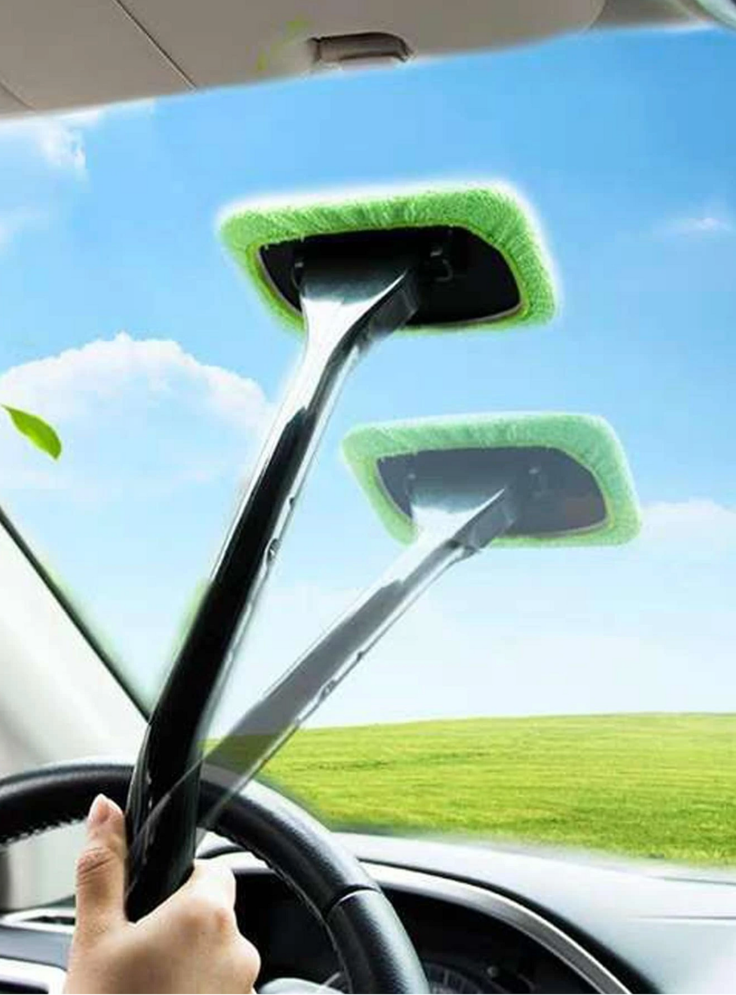 Car Windshield Wiper with Long Microfiber Handle - Easy and Efficient Cleaning