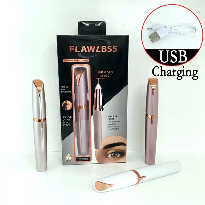 Painless Electric Eyebrow Trimmer - Mini Portable Epilator for Women and Men