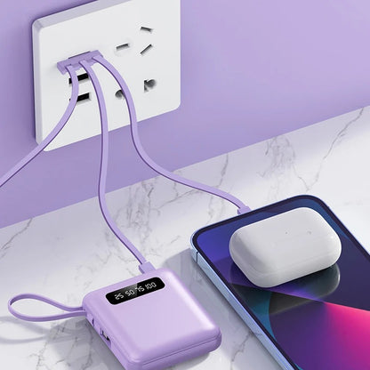 Power Bank 10000mAh with Integrated Cables