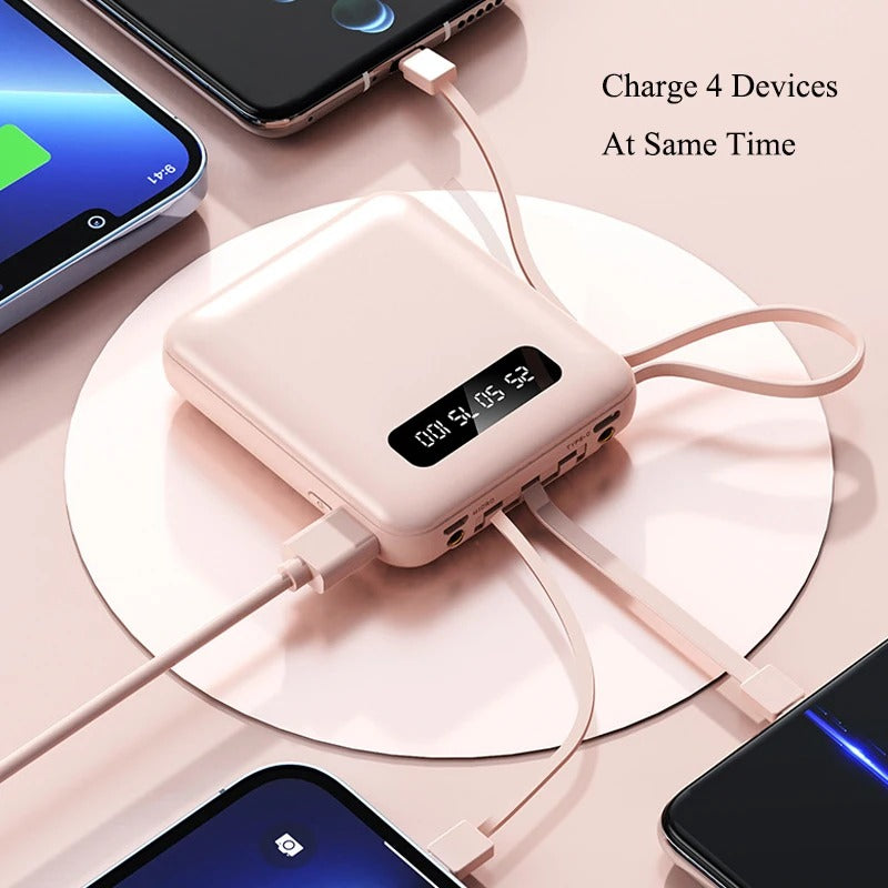 Power Bank 10000mAh with Integrated Cables