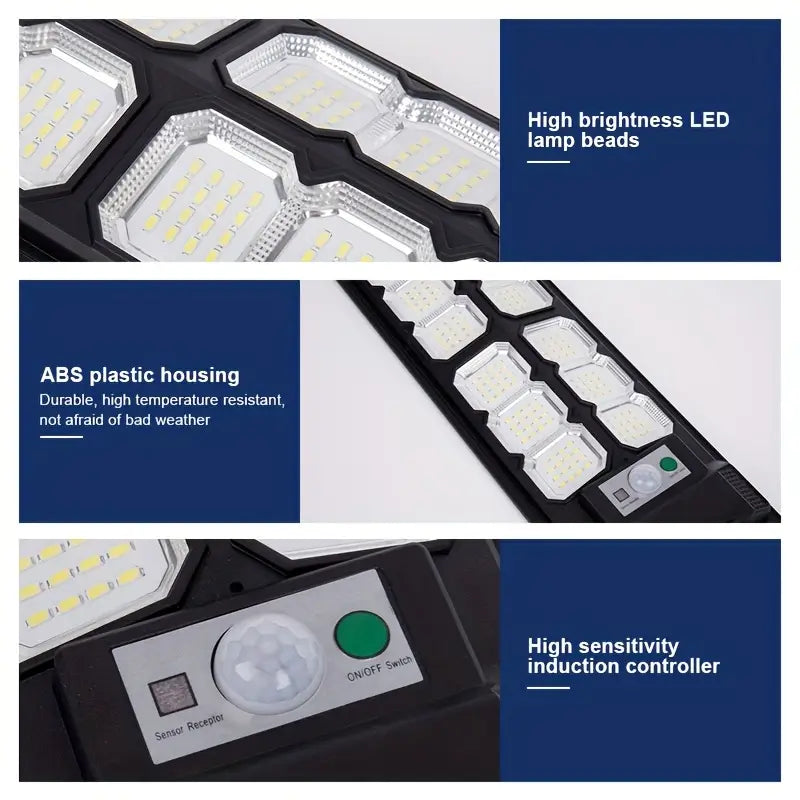 Lámpara LED Solar Exterior con Control Remoto y Sensor de Movimiento – 300W (Modelo Compacto)