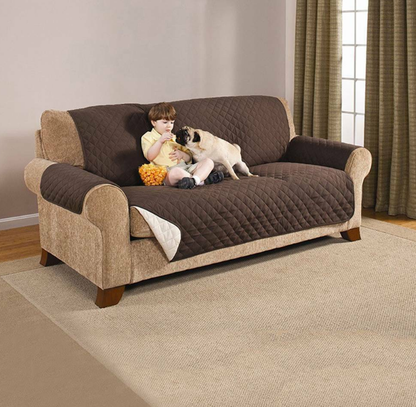 ANDRA Sofa Protector - Reversible, 3 Seater, Chocolate-Beige, 280 cm