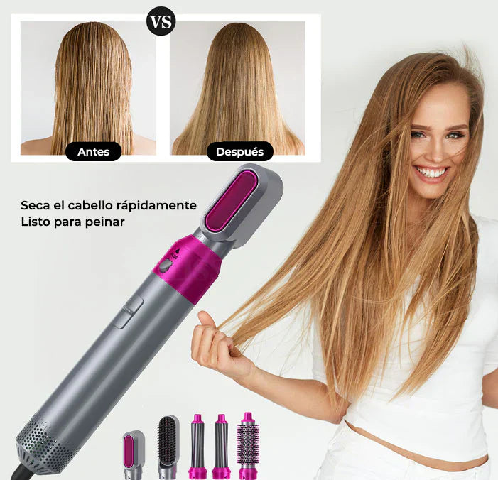 Revolution Hair 5 em 1: Escova e secador multifuncionais para um penteado profissional em casa