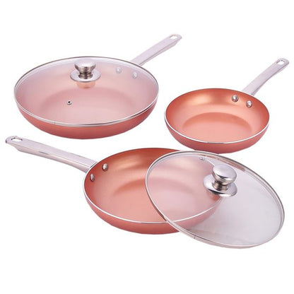 Style 5 Piece Frying Pan Set - 20cm/24cm/28cm, Copper Ceramic Coating